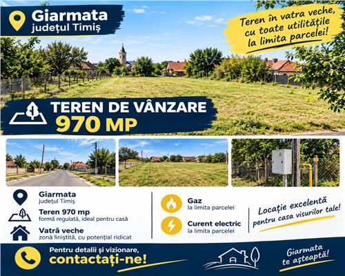 Teren Giarmata, utilitatile la limita parcelei